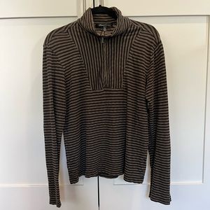 KENNETH COLE Zip T-Neck Knit Striped Long Sleeve. 100% Cotton. Size Small
